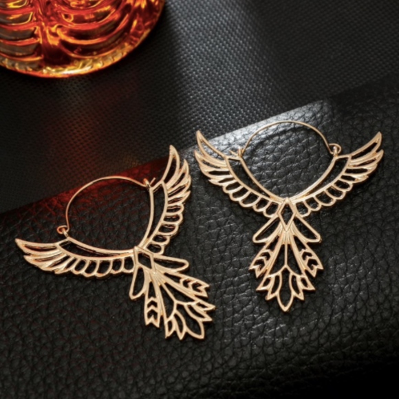 'In Flight' Thunderbird Boho Gold Earrings - Picture 7 of 7